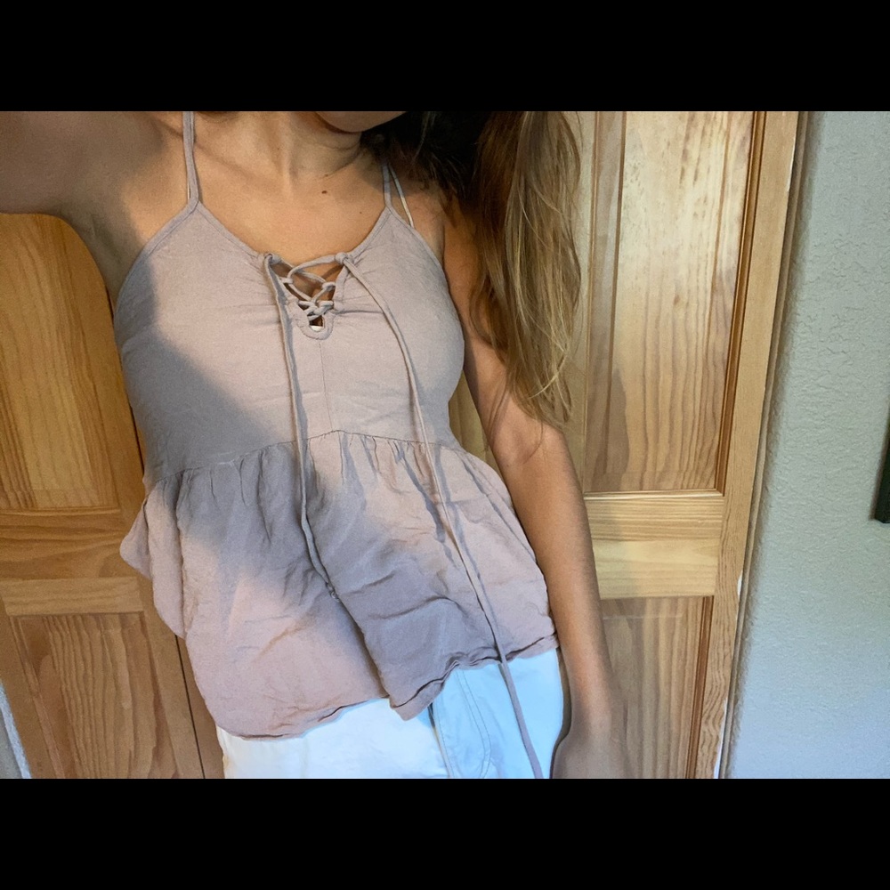 Rose colored flowy tank top